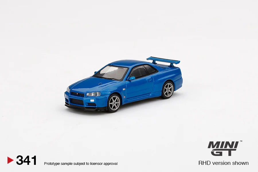 Mini GT 1/64 Nissan Skyline GT-R (R34) V - Spec II Bayside Blue RHD