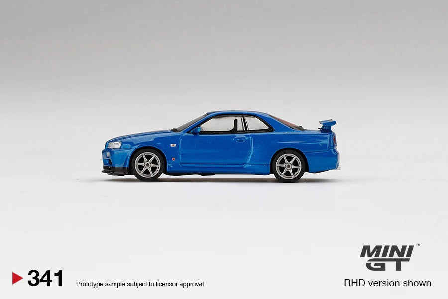 Mini GT 1/64 Nissan Skyline GT-R (R34) V - Spec II Bayside Blue RHD