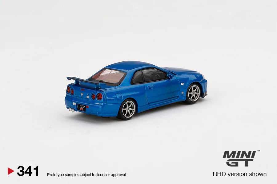 Mini GT 1/64 Nissan Skyline GT-R (R34) V - Spec II Bayside Blue RHD